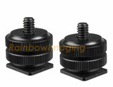 (2 Pcs) Fotasy Hot Shoe to 1/4 Adapter, Camera Hot Shoe Mount Adapter, Flash Shoe to 1/4"-20 Male Post Adapter with Locking Disk