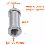 (2 Pcs) 32mm 1/4" to 3/8" inch Female to Female Convertor Threaded Screw Adapter Spigot for Studio Light Stand, Hotshoe/Coldshoe Adapter Ball Head Flash Trigger Receiver