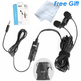 Boya BY-M1DM Dual-Head Lavalier Microphone Lapel Clip-on Microphone, Omnidirectional Electret Condenser Mic, TRRS 3.5mm Jack, EXTREME-LONG Cable, for Smartphones, DSLR, Camcorders