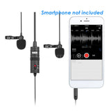 Boya BY-M1DM Dual-Head Lavalier Microphone Lapel Clip-on Microphone, Omnidirectional Electret Condenser Mic, TRRS 3.5mm Jack, EXTREME-LONG Cable, for Smartphones, DSLR, Camcorders