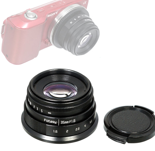 Fotasy 35mm F1.6 APS-C Multi-Coated E-Mount Manual Lens, for Sony NEX-3 NEX-3C NEX-3N NEX-5 NEX-5C NEX-5N NEX-5R NEX5T NEX-6 NEX-7 NEX-F3 a6600 a6500 a6400 a6300 a6000 a5100 a5000 a3500 a3000 ZV-E10