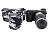 JJC OC-S3YGR Camouflage Mirrorless Camera Pouch Case for Sony A6500/A6300/A6000/A5100/A5000 with 55-210mm Lens, Fujifilm X-M1/X-T10/X-T20 with 55-200mm Lens
