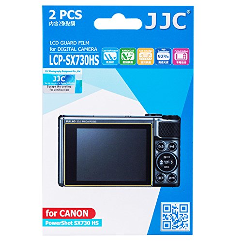 SX730HS LCD Cover, SX740HS Screen Protector, JJC LCP-SX730HS 2PCS Clear LCD Guard PET Film Screen Protector for Canon Powershot SX730 SX740 HS, Low Reflection/Anti-Smudge/High Transmission