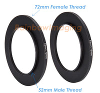(2 Pack) Fotasy 52-72MM Step-Up Ring Adapter, 52mm to 72mm Step Up Filter Ring, 52 mm Male 72 mm Female Stepping Up Ring for DSLR Camera Lens and ND UV CPL Infrared Filters