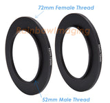 (2 Pack) Fotasy 52-72MM Step-Up Ring Adapter, 52mm to 72mm Step Up Filter Ring, 52 mm Male 72 mm Female Stepping Up Ring for DSLR Camera Lens and ND UV CPL Infrared Filters