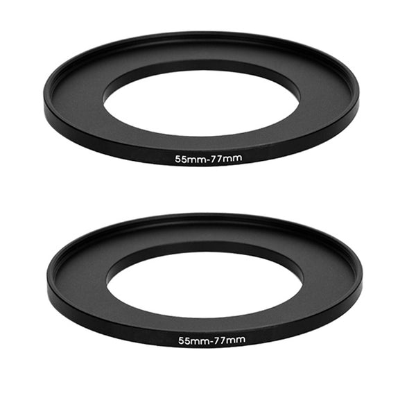 (2 Pcs) Fotasy 55-77MM Step-Up Ring Adapter, 55mm to 77mm Step Up Filter Ring, 55 mm Male 77 mm Female Stepping Up Ring for DSLR Camera Lens and ND UV CPL Infrared Filters