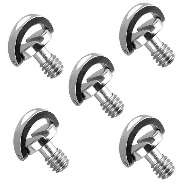 (5 Pcs) Fotasy Stainless Steel D Shaft D-Ring 1/4" Tripod Screw, Mounting Screw Adapter, Quick Release Camera Screw for Camera Camecorder Tripod Monopod QR Quick Release Plate