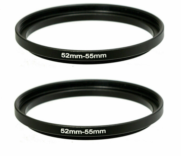 (2 Pcs) Fotasy 52-55MM Step-Up Ring Adapter, 52mm to 55mm Step Up Filter Ring, 52mm Male 55mm Female Stepping Up Ring for DSLR Camera Lens and ND UV CPL Infrared Filters