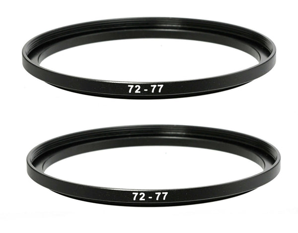 (2 Pcs) Fotasy 72-77MM Step-Up Ring Adapter, 72mm to 77mm Step Up Filter Ring, 72mm Male 77mm Female Stepping Up Ring for DSLR Camera Lens and ND UV CPL Infrared Filters