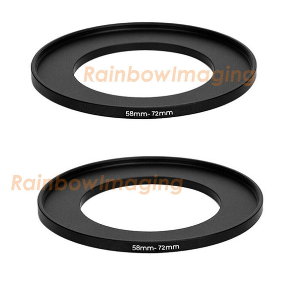 (2 Pcs) Fotasy 58-72MM Step-Up Ring Adapter, 58mm to 72mm Step Up Filter Ring, 58 mm Male 72 mm Female Stepping Up Ring for DSLR Camera Lens and ND UV CPL Infrared Filters
