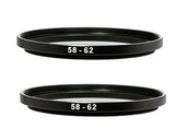 (2 Pcs) Fotasy 58-62MM Step-Up Ring Adapter, 58mm to 62mm Step Up Filter Ring, 58mm Male 62mm Female Stepping Up Ring for DSLR Camera Lens and ND UV CPL Infrared Filters  "