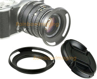 37mm Wide Angle Hood, 37 mm Curved Hood, Fotasy Low Profile Tilted Vented Hood Shade, with 58mm lens Cap