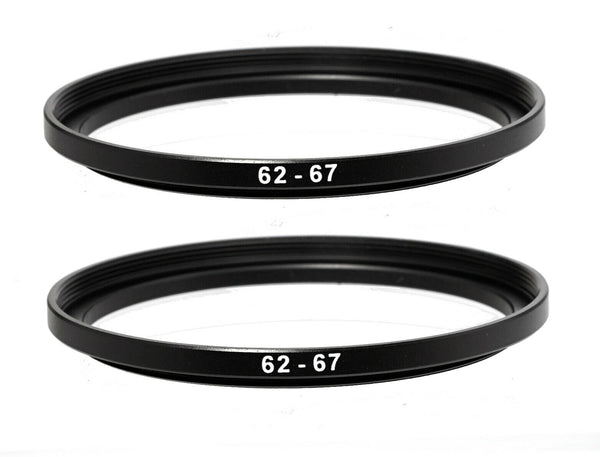 (2 Pcs) Fotasy 62-67MM Step-Up Ring Adapter, 62mm to 67mm Step Up Filter Ring, 62mm Male 67mm Female Stepping Up Ring for DSLR Camera Lens and ND UV CPL Infrared Filters  "