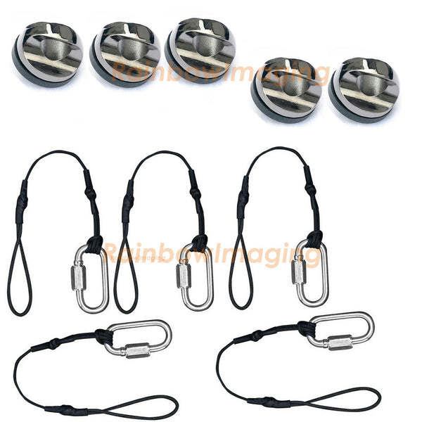 (5 Pcs) Silver Stainless Steel Screws + 5 Safety Tethers for for Quick Release Neck Strap R-Strap