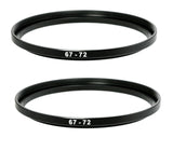 (2 Pcs) Fotasy 67-72MM Step-Up Ring Adapter, 67mm to 72mm Step Up Filter Ring, 67mm Male 72mm Female Stepping Up Ring for DSLR Camera Lens and ND UV CPL Infrared Filters