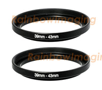 (2 Pcs) Fotasy 39-43MM Step-Up Ring Adapter, 39mm to 43mm Step Up Filter Ring, 39mm Male 43mm Female Stepping Up Ring for DSLR Camera Lens and ND UV CPL Infrared Filters