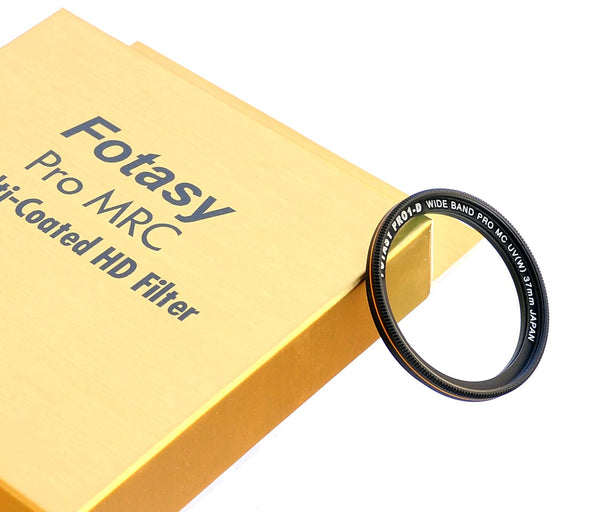 Fotasy 37mm Ultra Slim UV Protection Lens Filter, Nano Coatings MRC Multi Resistant Coating Oil Water Scratch, 18 Layers Multi-coated 37 mm MCUV Filter, Transmission Rate ≥ 99.7%, Schott B270 Glass