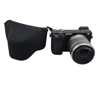 JJC S2BK Black Ultra Light Neoprene Camera Case for Sony a6600 a6500 a6400 a6300 a6100 a6000 a5100 +18-55mm/E 50mm F1.8 Lens, Pouch Bag for Fuji X-T30 X-T20 X-T10 +16-50mm, Canon PowerShot SX530 SX540 G3X