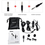 Boya BY-M1DM Dual-Head Lavalier Microphone Lapel Clip-on Microphone, Omnidirectional Electret Condenser Mic, TRRS 3.5mm Jack, EXTREME-LONG Cable, for Smartphones, DSLR, Camcorders
