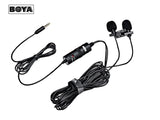 Boya BY-M1DM Dual-Head Lavalier Microphone Lapel Clip-on Microphone, Omnidirectional Electret Condenser Mic, TRRS 3.5mm Jack, EXTREME-LONG Cable, for Smartphones, DSLR, Camcorders