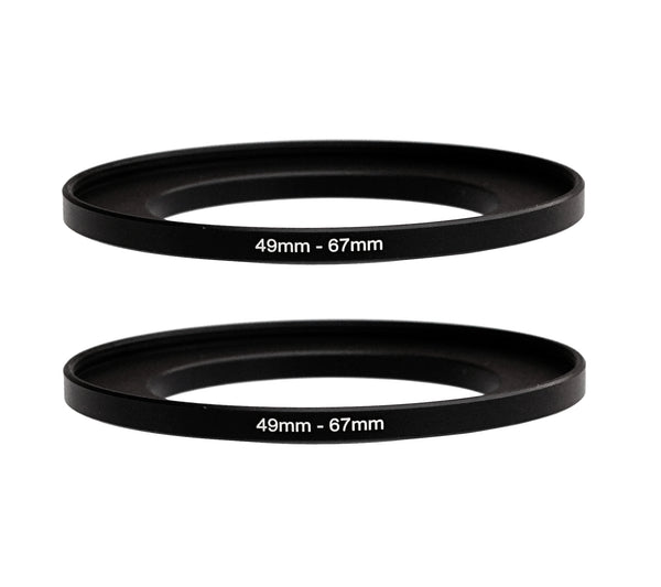(2 Pcs) Fotasy 49-67MM Step Up Ring Adapter, 49mm to 67mm Filter Ring, 49 mm Male 67 mm Female Stepping Up Ring for DSLR Camera Lens and ND UV CPL Infrared Filters