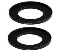 (2 Pcs) Fotasy 43-67MM Step Up Ring Adapter, 43mm to 67mm Filter Ring, 43 mm Male 67 mm Female Stepping Up Ring for DSLR Camera Lens and ND UV CPL Infrared Filters