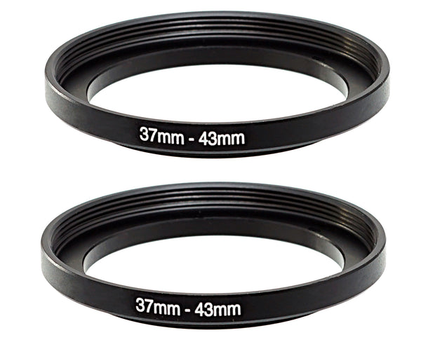 (2 Pcs) Fotasy 37-43MM Step-Up Ring Adapter, 37mm to 43mm Step Up Filter Ring, 37mm Male 43mm Female Stepping Up Ring for DSLR Camera Lens and ND UV CPL Infrared Filters