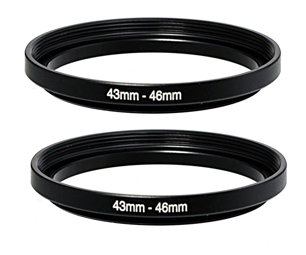 (2 Pcs) Fotasy 43-46MM Step-Up Ring Adapter, 43mm to 46mm Step Up Filter Ring, 43mm Male 46mm Female Stepping Up Ring for DSLR Camera Lens and ND UV CPL Infrared Filters