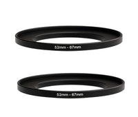 (2-Pcs) Fotasy 52-67MM Step-Up Ring Adapter, 52mm to 67mm Step Up Filter Ring, 52 mm Male 67 mm Female Stepping Up Ring for DSLR Camera Lens and ND UV CPL Infrared Filters
