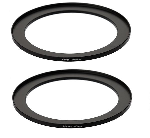 (2 Pcs) Fotasy 86-105MM Step-Up Ring Adapter, 86mm to 105mm Step Up Filter Ring, 86 mm Male 105 mm Female Stepping Up Ring for DSLR Camera Lens and ND UV CPL Infrared Filters
