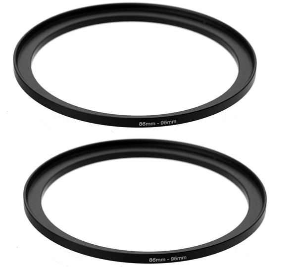(2 Pcs) Fotasy 86-95MM Step-Up Ring Adapter, 86mm to 95mm Step Up Filter Ring, 86 mm Male 95 mm Female Stepping Up Ring for DSLR Camera Lens and ND UV CPL Infrared Filters