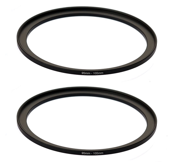 (2 Pack) Fotasy 95-105MM Step-Up Ring Adapter, 95mm to 105mm Step Up Filter Ring, 95 mm Male 105 mm Female Stepping Up Ring for DSLR Camera Lens and ND UV CPL Infrared Filters