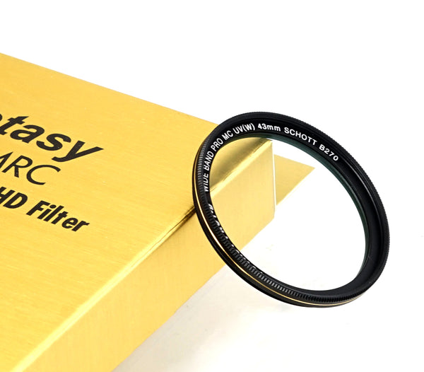 Fotasy 43mm Ultra Slim UV Protection Lens Filter, Nano Coatings MRC Multi Resistant Coating Oil Water Scratch, 18 Layers Multi-coated 43 mm MCUV Filter, Transmission Rate ≥ 99.7%, Schott B270 Glass