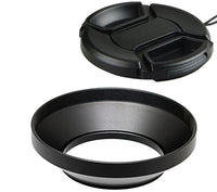 52mm Wide Hood, 52 mm Wide Angle Hood, Fotasy 52mm Metal Hood Shade, with Front lens Cap