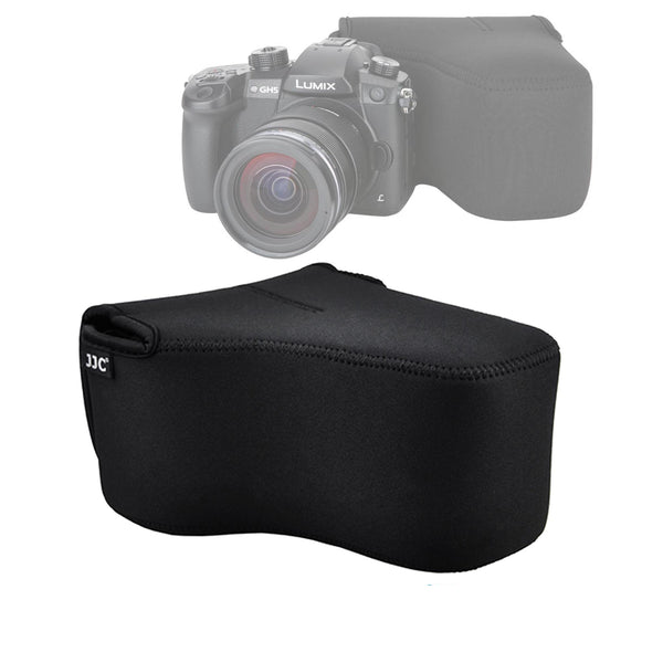 JJC MC1BK Ultra Light Neoprene Camera Case Pouch Bag for Canon EOS R EOS RP +24-105mm Lens, 80D 70D 750D +18-135/17-85/18-55mm, Nikon D7500 D7200 D5500, Panasonic GH5 GH5S +12-60mm Lens, Water Resistant