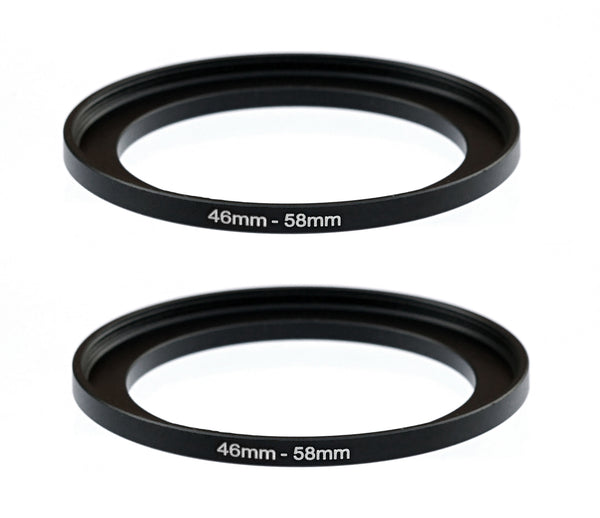 (2 Pcs) Fotasy 46-58MM Step Up Ring Adapter, 46mm to 58mm Step Up Filter Ring, 46 mm Male 58 mm Female Stepping Up Ring for DSLR Camera Lens and ND UV CPL Infrared Filters