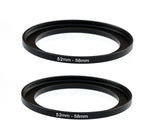(2-Pcs) Fotasy 52-58MM Step-Up Ring Adapter, 52mm to 58mm Step Up Filter Ring, 52 mm Male 58 mm Female Stepping Up Ring for DSLR Camera Lens and ND UV CPL Infrared Filters