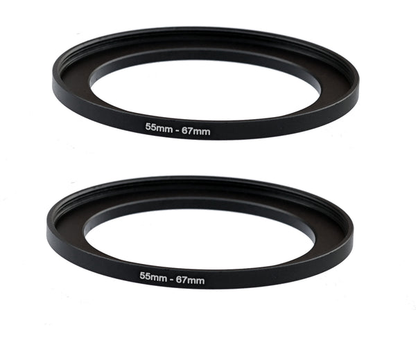 (2-Pcs) Fotasy 55-67MM Step-Up Ring Adapter, 55mm to 67mm Step Up Filter Ring, 55 mm Male 67 mm Female Stepping Up Ring for DSLR Camera Lens and ND UV CPL Infrared Filter